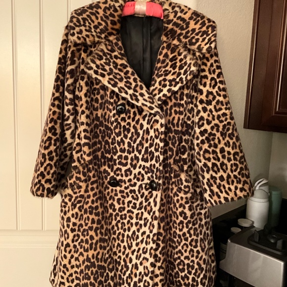 SOMALI SPORTOWNE FAUX FUR VINTAGE LEOPARD COAT - Picture 3 of 13